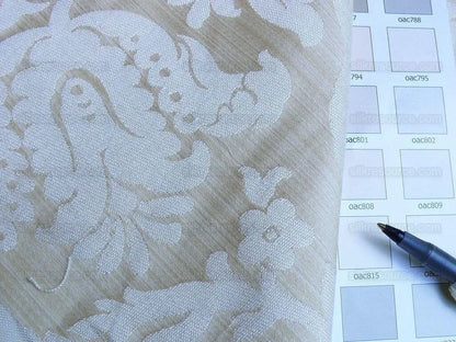 Clarence House Florent Damask Cotton Beige Pale Gold Italian Damask Pomegranate MSSP USD220/y