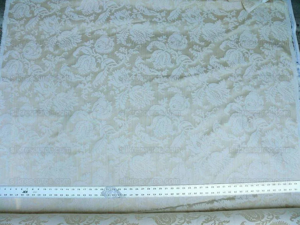 Clarence House Florent Damask Cotton Beige Pale Gold Italian Damask Pomegranate MSSP USD220/y