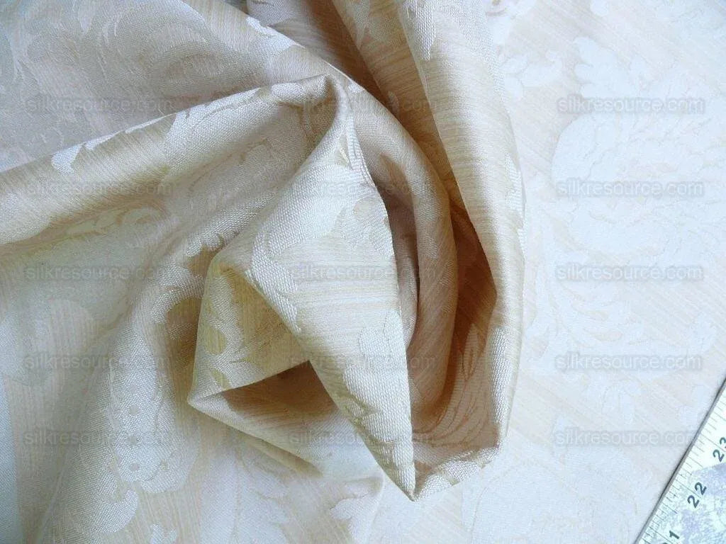 Clarence House Florent Damask Cotton Beige Pale Gold Italian Damask Pomegranate MSSP USD220/y