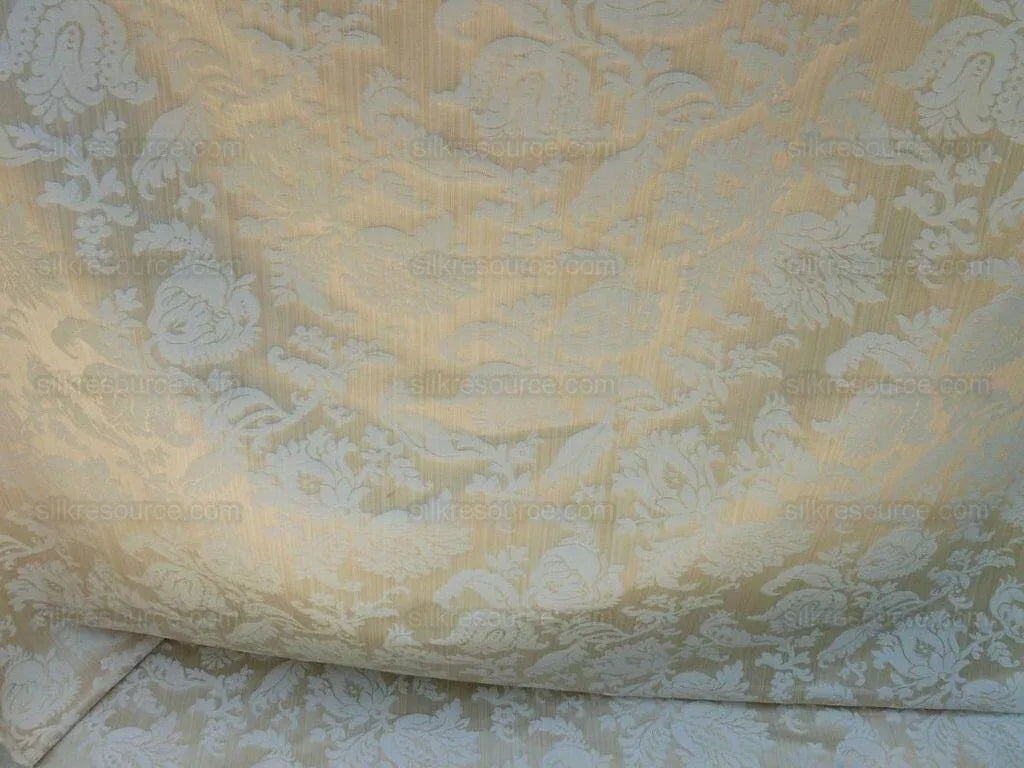 Clarence House Florent Damask Cotton Beige Pale Gold Italian Damask Pomegranate MSSP USD220/y