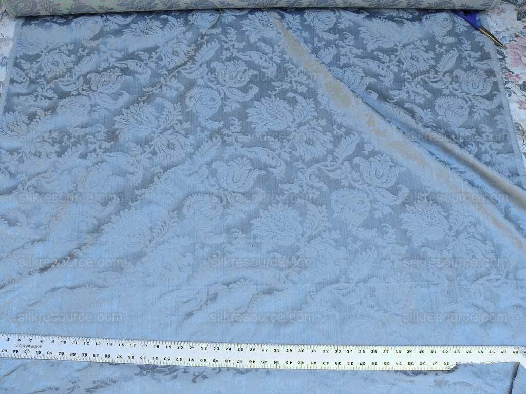 Clarence House Florent Damask Blue Italian Linen Damask Pomegranate Tulip MSRP USD 220/y