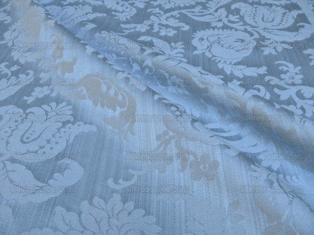 Clarence House Florent Damask Blue Italian Linen Damask Pomegranate Tulip MSRP USD 220/y