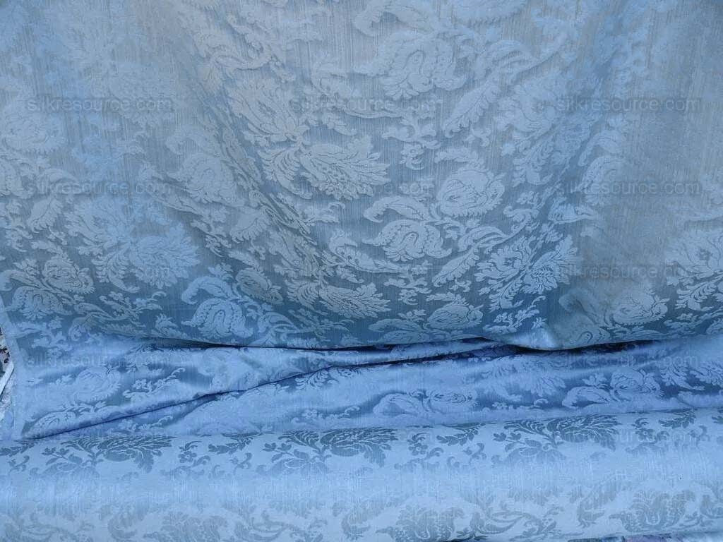 Clarence House Florent Damask Blue Italian Linen Damask Pomegranate Tulip MSRP USD 220/y