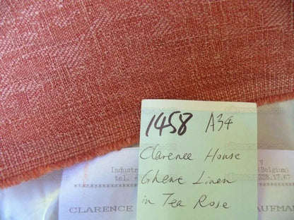 Clarence House Ghent Tea Rose Red 100% Linen Textured Subtle Damask Best Belgium Linen MSRP USD 152/Y
