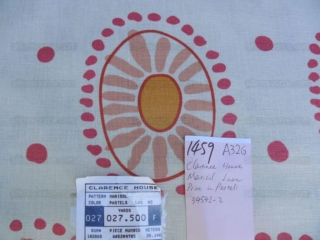 Bty Clarence House Marisol Linen Pink Mid-century Sunflower#1459