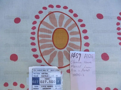 Bty Clarence House Marisol Linen Pink Mid-century Sunflower#1459