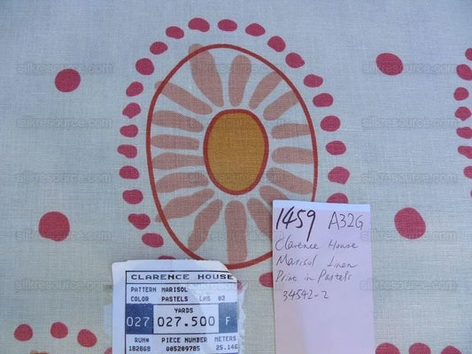 Bty Clarence House Marisol Linen Pink Mid-century Sunflower#1459