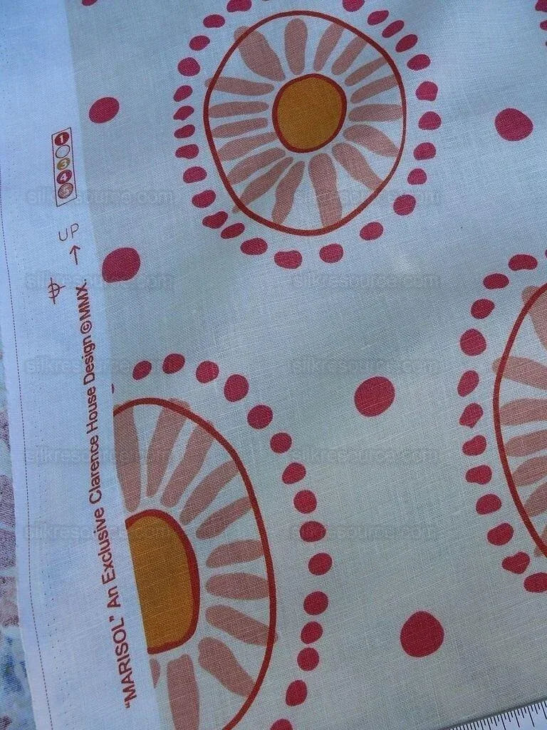 Bty Clarence House Marisol Linen Pink Mid-century Sunflower#1459