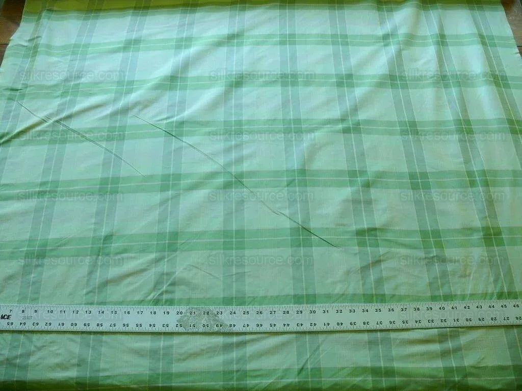 Robert Allen Watkins Glen In Spring Green 100% Silk Plaid Check MSRP USD120/Y