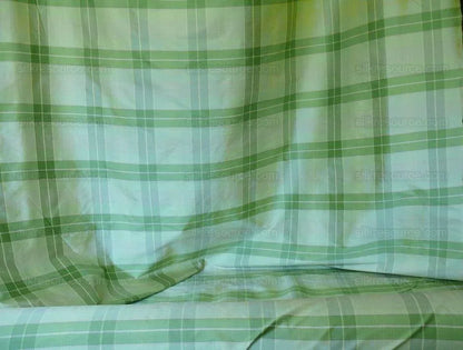 Robert Allen Watkins Glen Pillows Spring Green 100% Silk Plaid