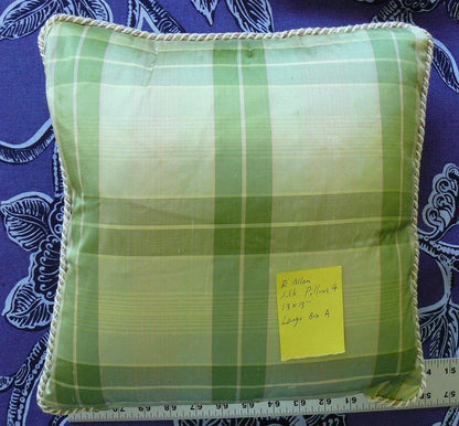 ROBERT ALLEN WATKINS GLEN PILLOWS SPRING GREEN 100% SILK PLAID