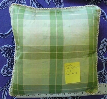 Robert Allen Watkins Glen Pillows Spring Green 100% Silk Plaid
