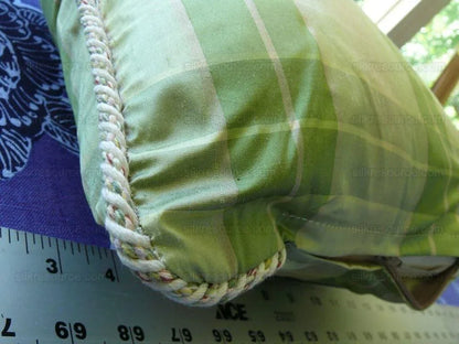 Robert Allen Watkins Glen Pillows Spring Green 100% Silk Plaid