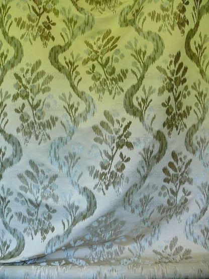 Scalamandre Visby Rosehip 100% Silk Lampas Silver White Blue #1468 MSRP USD 896/Y