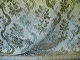 SCALAMANDRE VISBY ROSEHIP 100% SILK LAMPAS SILVER WHT BLUE #1468