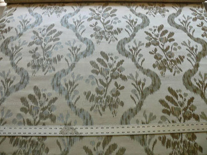 Scalamandre Visby Rosehip 100% Silk Lampas Silver White Blue #1468 MSRP USD 896/Y