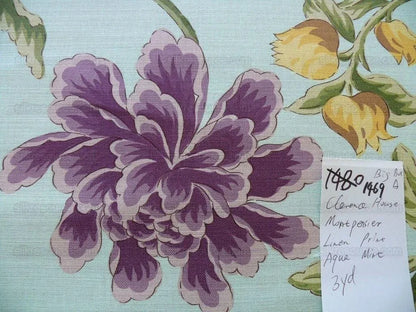 Clarence House Montpensier Linen Print Aqua Green 3y MSRP USD 200