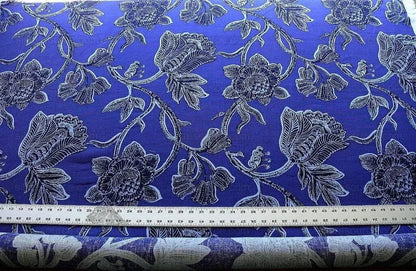 Clarence House Orlando In Indigo Blue Purple Black Linen Tropical Floral Print