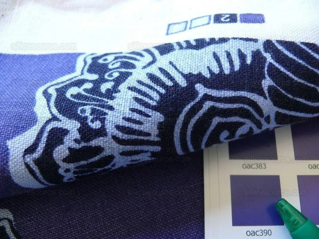 Clarence House Orlando In Indigo Blue Purple Black Linen Tropical Floral Print