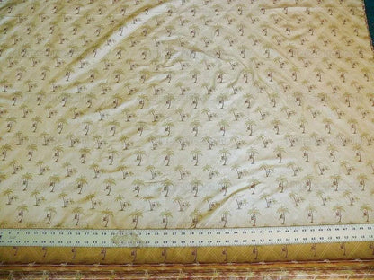 By Yd Stroheim & Romann 100%silk Monkey Coconut Palm Tree Fun Golden Beige MSRP USD200/Y