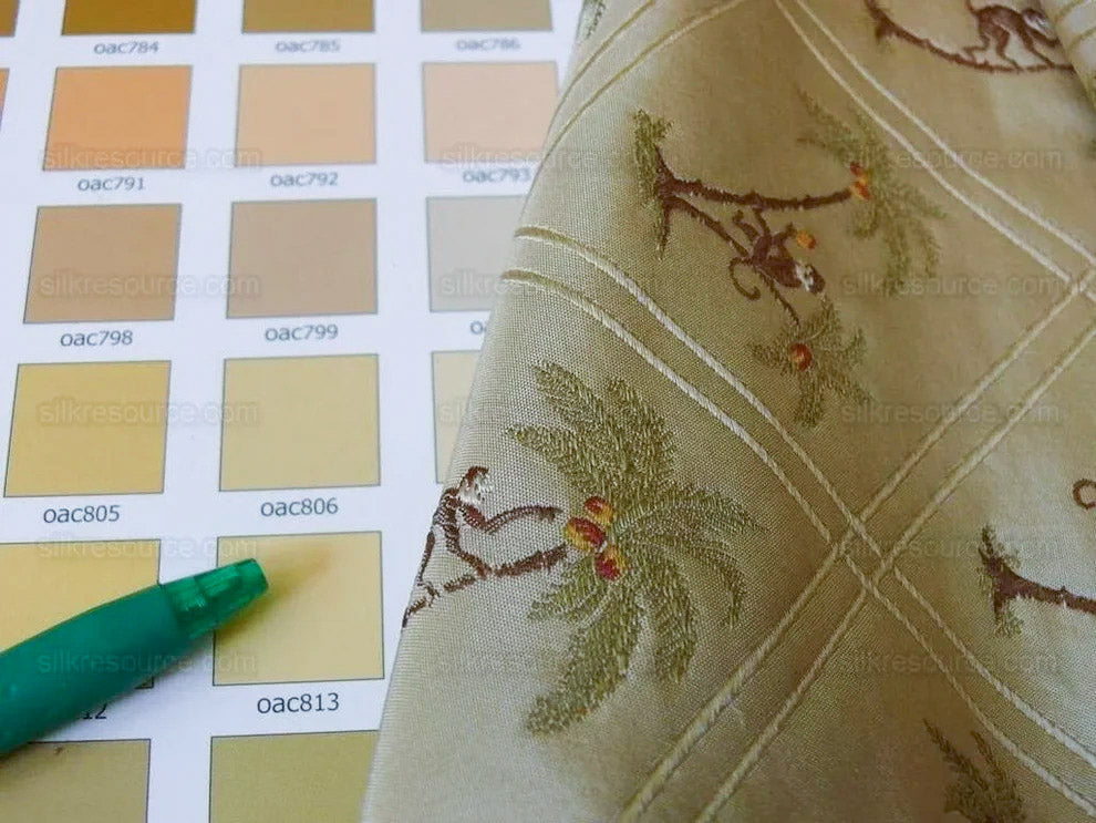 By Yd Stroheim & Romann 100%silk Monkey Coconut Palm Tree Fun Golden Beige MSRP USD200/Y