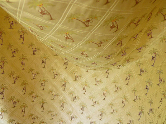 STROHEIM & ROMANN 100%SILK MONKEY COCONUT PALM TREE FUN GOLDEN B