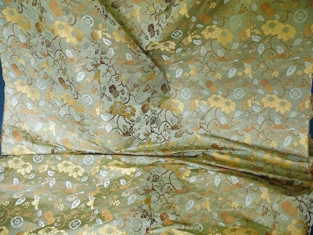 Kravet Chinoiserie Silk Lampas Plum flowing Quince ETHEREAL AIR Celadon Blue Gold