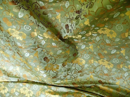 Kravet Chinoiserie Silk Lampas Plum flowing Quince ETHEREAL AIR Celadon Blue Gold