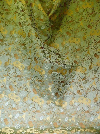 Kravet Chinoiserie Silk Lampas Plum flowing Quince ETHEREAL AIR Celadon Blue Gold