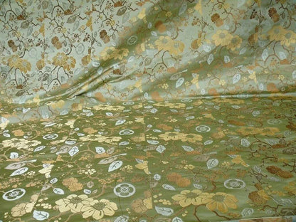 Kravet Chinoiserie Silk Lampas Plum flowing Quince ETHEREAL AIR Celadon Blue Gold