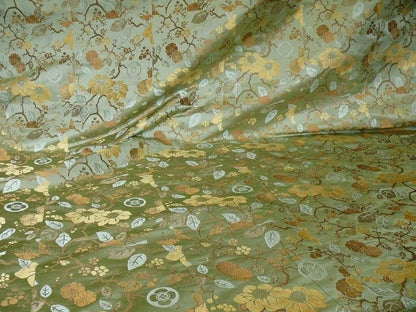 Kravet Chinoiserie Silk Lampas Plum flowing Quince ETHEREAL AIR Celadon Blue Gold