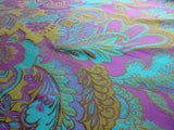 AMAZING SILK LINEN PAISLEY PARIS JEWELED TURQ GREEN PURPLE BLUE