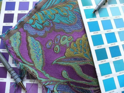 Amazing Silk Linen Paisley Paris Jeweled Turq Green Purple Blue