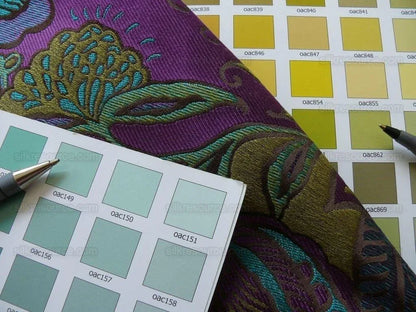 Amazing Silk Linen Paisley Paris Jeweled Turq Green Purple Blue