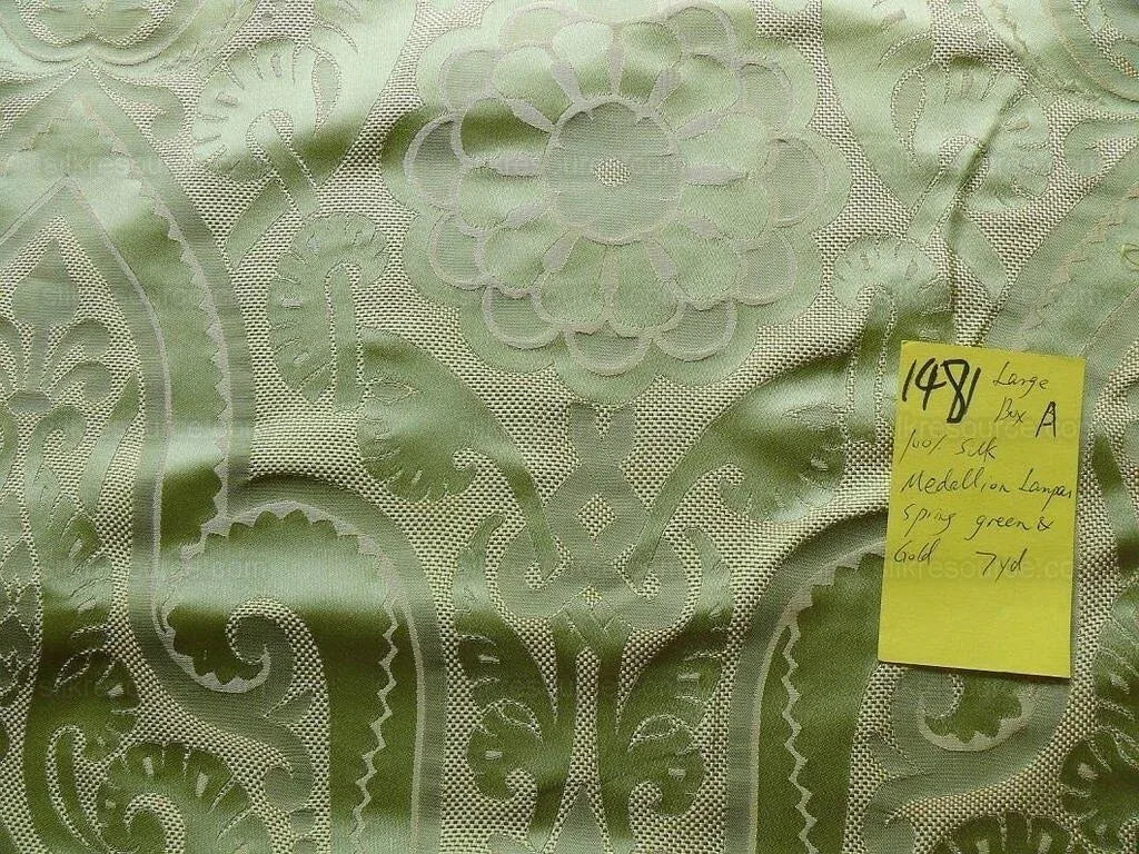 Vervain 100% Silk Medallion Lampas Spring Green Garden MSRP USD 232