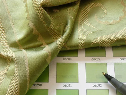 Vervain 100% Silk Medallion Lampas Spring Green Garden MSRP USD 232