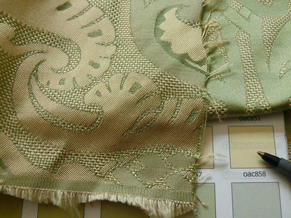 Vervain 100% Silk Medallion Lampas Spring Green Garden MSRP USD 232