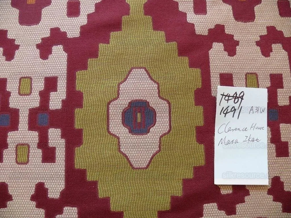Clarence House Masa Jarquard Ikat Colorful Silk Blend MSRP USD 410/Y