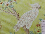 BRUNSCHWIG & FILS KANCHOU PARROTS CHINIOSERIE FLOWER PRINT GREEN