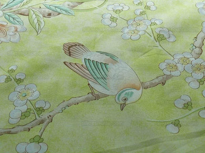 Brunschwig &amp; Fils Kanchou Parrots Chinioserie Flower Print Green