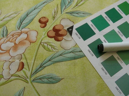 Brunschwig &amp; Fils Kanchou Parrots Chinioserie Flower Print Green