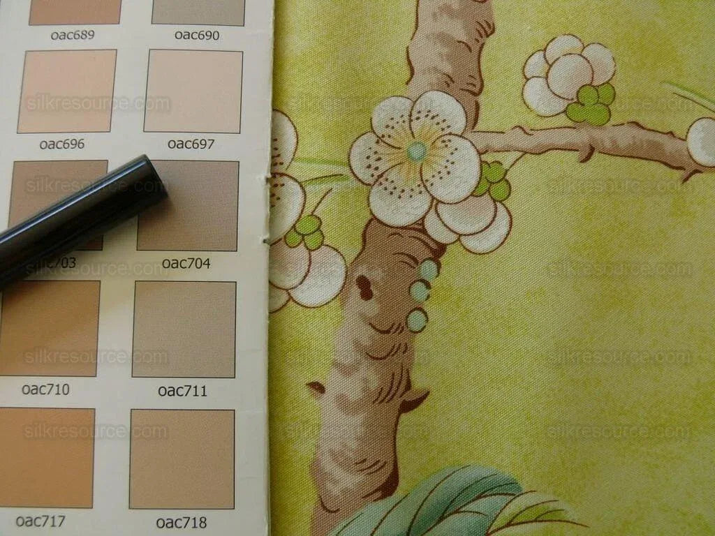 Brunschwig &amp; Fils Kanchou Parrots Chinioserie Flower Print Green