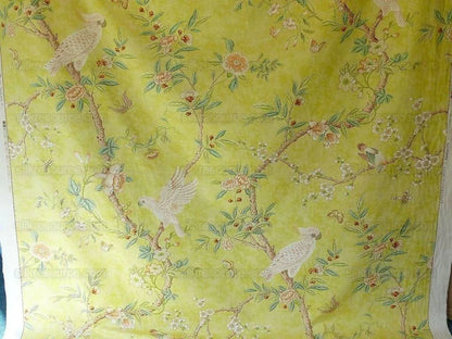 Brunschwig &amp; Fils Kanchou Parrots Chinioserie Flower Print Green