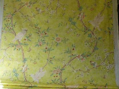 Brunschwig &amp; Fils Kanchou Parrots Chinioserie Flower Print Green