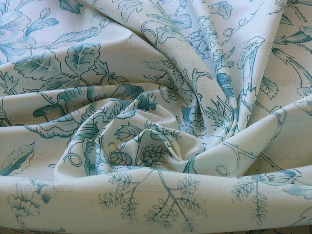 Clarence House Rambouillet Toile Bird Print Aqua Blue Bty#1504
