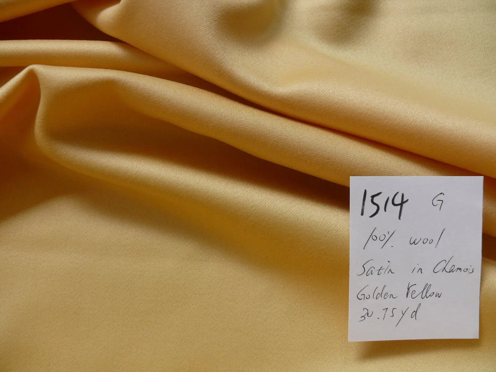 BRUNSCHWIG & FILS 100% WOOL SATIN CHAMOIS GOLDEN YELLOW 60"W
