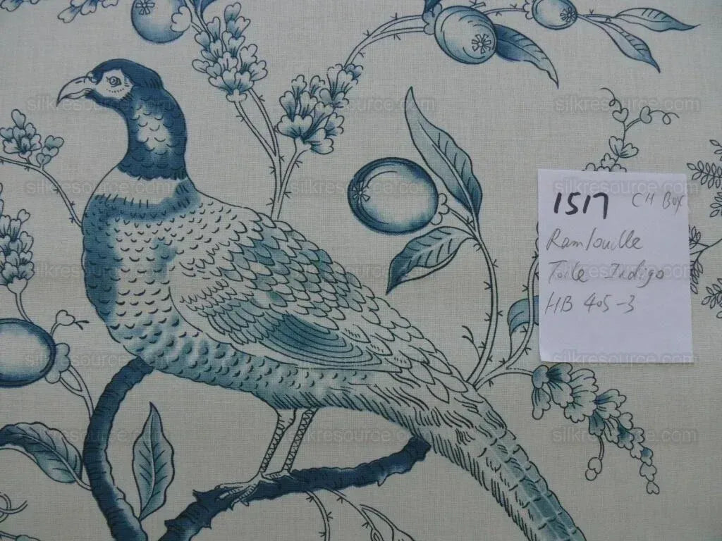 Clarence House Rambouillet Toile de Jouy Bird Flower Tree of Life Chinoiserie Indigo Blue White #1517