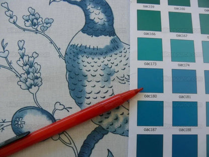 Clarence House Rambouillet Toile de Jouy Bird Flower Tree of Life Chinoiserie Indigo Blue White #1517