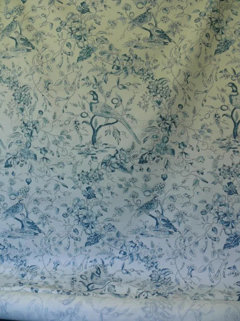 Clarence House Rambouillet Toile de Jouy Bird Flower Tree of Life Chinoiserie Indigo Blue White #1517