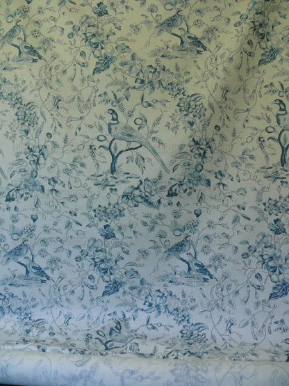 Clarence House Rambouillet Toile de Jouy Bird Flower Tree of Life Chinoiserie Indigo Blue White #1517